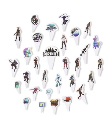 Video Games Cake Topper Happy Birthday Party Supplies 30PCS Cupcake Toppers Kids Boys Girls Party Cake Toppers