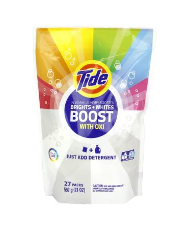 Tide Bright + Whites Rescue In-wash Laundry Booster Pacs, 27Count (Packaging May Vary) Tide In-Wash Laundry Booster Packs
