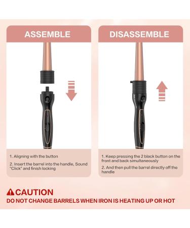 DAN Technology 5 in 1 Curling Iron Set - Dual Voltage Hair Curler with 5 Ceramic Barrels 2 Heat Settings & Heat Protective Glove - Adjustable Temperature Rose Gold - Buy Online on SooperMarket.com