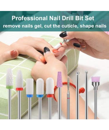 Fiezkaa 10Pcs Ceramic Nail Drill Bits Set - Professional Efile Bits for Acrylic Gel Nails - Cuticle Remover Diamond Bits for Manicure Pedicure - Buy Online on SooperMarket.com