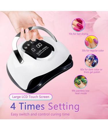 UV LED Nail Lamp 280W | Quick-Drying Nail Dryer with 66 LEDs Car Sensor & 4 Timer Settings - Portable & Spacious Nail Tool Set - Buy Online on SooperMarket.com