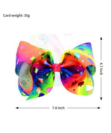 8 Inch Unicorn Hair Bows for Girls - JoJo Siwa Style Hair Accessories with Alligator Clips - Perfect Xmas Gift Set - Buy Online on SooperMarket.com