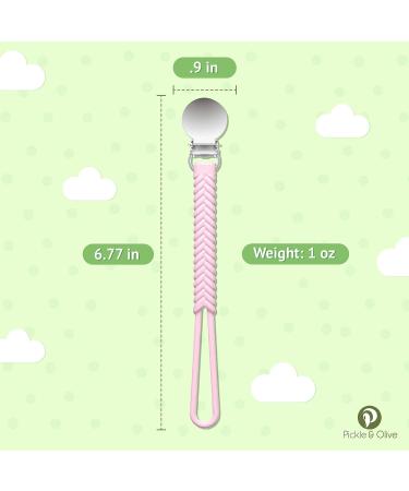 Pickle and Olive Silicone Pacifier Clip - Braided Paci Holder Set of 2 (Pink + Gray) - Buy Online on SooperMarket.com