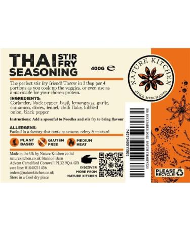 Nature Kitchen Thai Stir Fry Seasoning (Medium Heat) 400g - Gluten-Free & Vegan Cooking Blend for Marinades, Sauces, Frying, Baking | Large Bag of Seasoning Spices - Buy Online on SooperMarket.com