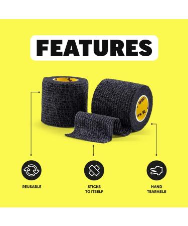 SPORTTAPE Self-Adhesive Football Sock Tape | 5cm x 4.5m - Black | Cohesive Bandage Sock Wrap Shin Pad Tape | Goalkeeper Wrist Tape & Football Ankle Tape | Pet & Vet Wrap for Dogs Horse - Single Roll Black 5x450 cm (Pack of 1) - Buy Online on SooperMarket.com