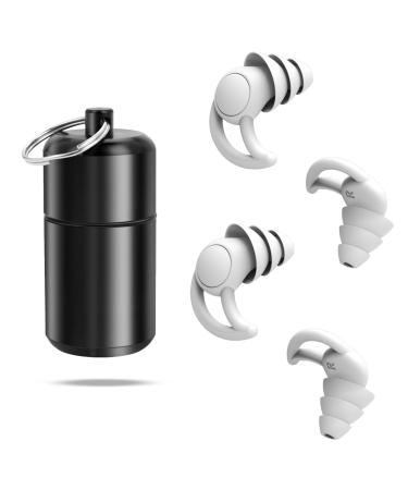 Ear plugs for sleeping 2 pair of silicone hearing protection earplugs reusable hearing protection plugs for noise reduction side sleepers snoring travel work with aluminum container gray
