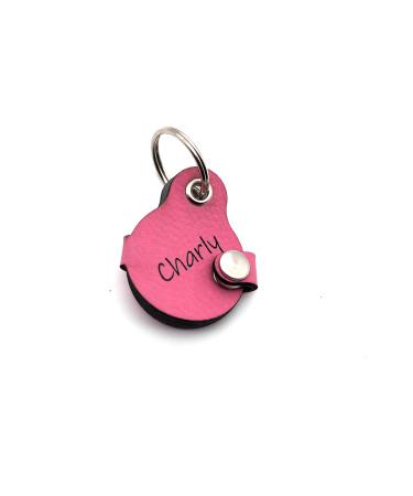 Copter farm dog brand bag for dogs on the collar |With engraving push button |Art leather real leather |Dog brand |Individually engraved on both sides (pink pear) pink pear