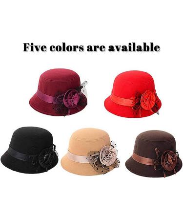 Glamorstar Vintage Felt Cloche Hat - Winter Floral Fedora Bucket Hat in Black - Buy Online on SooperMarket.com