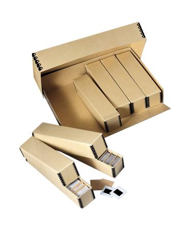 Lineco Archival Slide Storage Box 15.5" x 11.5" x 3" Holds Up to 840 Slides With 6 Inner Slide File Cases Tan 1 Pack