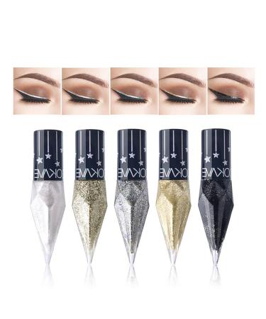 Go Ho Glitter Liquid Eyeliner Set - 5 Colors Metallic Shimmer | Korean Makeup Waterproof Long Lasting Formula for Sparkle Eyes - Buy Online on SooperMarket.com