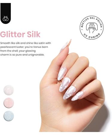 Beetles Pearl Mermaid Gel Nail Polish Set - 6 Shimmer Colors for Salon & Home Manicure | White Pink Blue Glitter Shell Swirl Thread Effect | Soak Off UV LED Gel - Buy Online on SooperMarket.com