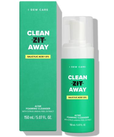 I DEW CARE Acne Foaming Cleanser - Clean Zit Away | Mother's Day, Unclog Pores, Clears Up Acne Blemishes, Soothing, with 1.5% Salicylic Acid, 5.07 fl oz. 01 Clean Zit Away (Soothing)