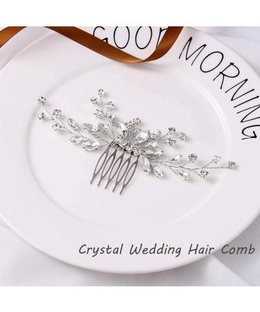 Unicra Bride Silver Wedding Hair Comb | Sparkly Crystal Rhinestone Bridal Hair Accessory - Buy Online on SooperMarket.com