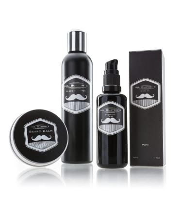 Beard care set Pure - 3 pieces from Mr. Burton's. Includes beard oil + balm + beard shampoo