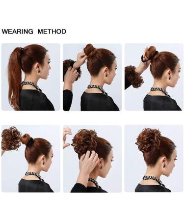 Wavy Curly Messy Hair Bun Updo Scrunchie Extension - Dark Blonde to Bleach Blonde - Buy Online on SooperMarket.com