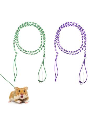 Bohue 2Pcs Hamster Harness Hamster Traction Line Adjustable Traction Rope Small Animals Supplies Braid Walking Rope for Hamster Rabbit Squirrel
