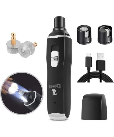 pecute Dog Nail Grinders with LED Light 50 DB Low Noise Electric Pet Nail File Grinder 2 Speeds Safe Smooth Grinding 2 Hours Quick Charge Strong Motor Great for Small to Large Pets(Black) Black LED Litght