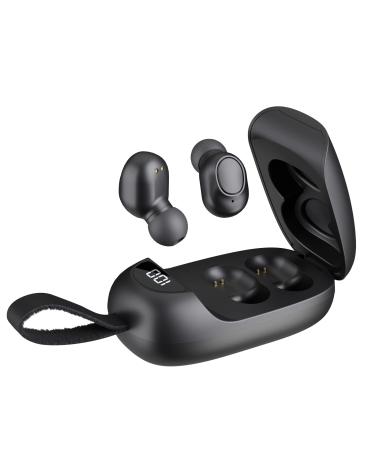 Rechargeable Hearing Aids for Seniors, No Whistling Digital Hearing Aids with LED Power Display, One Button Control Hearing Amplifiers with Charging Case and Anti-lost Lanyard Black