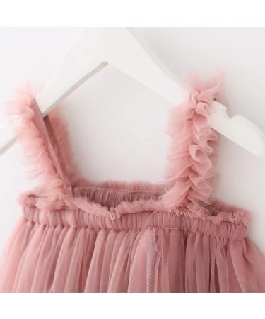 PythJooh Baby Girl Tulle Dress | Toddler Sleeveless Butterfly Wings Tutu Princess Dress | Daisy Stars Sundress for 0-4 Years | Dusty Pink - Buy Online on SooperMarket.com