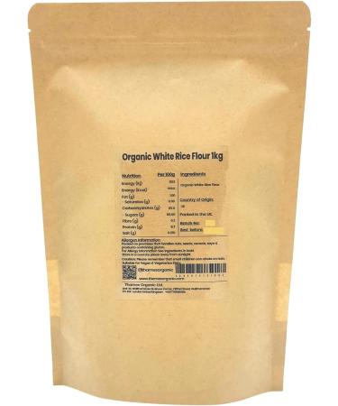 Thames Organic 1kg Organic White Rice Flour - Non-GMO Vegan | Additive-Free, Preservative-Free | Resealable Bag | 1000g (Pack of 1) - Buy Online on SooperMarket.com