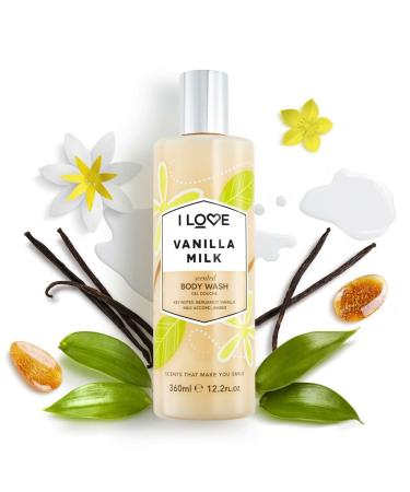 I Love Vanilla Milk Scented Body Wash - Moisturizing & Foaming Bubble Bath - 12.7 oz Vanilla & Amber Fragrance for Luxurious Cleansing - Buy Online on SooperMarket.com