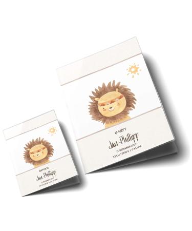 Personalized Lion U-Book & Vaccination Pass Cover Set - Baby Gift Protective Case for Birth Custom Name Indian Friends - Buy Online on SooperMarket.com