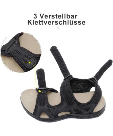 Outpro Women's Hiking Sandals - Comfortable Waterproof Sports Sandals with Foot Vault Support - Size 38 EU - Pure Black - Buy Online on SooperMarket.com