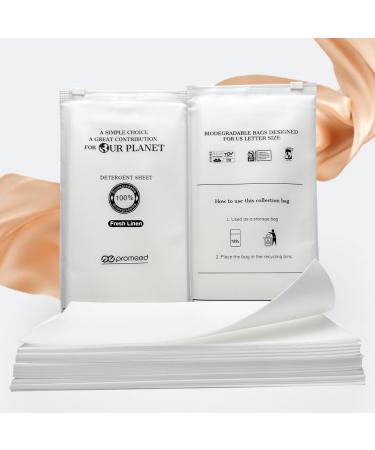 Promeed Silk Detergent Sheets Laundry Detergent Sheets for Delicates Eco-friendly Plastic Free Non-sentizizing Gentle Silk Wash Space Saving Easy to Carry Fresh Linen Scent (30 Sheets 60 Loads)