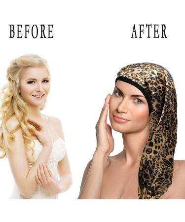 Shop Ladaypoa Women s Satin Sleeping Cap - Curly Hair Silk Hood Double-Layer Adjustable Black & Leopard Pattern - Buy Online on SooperMarket.com