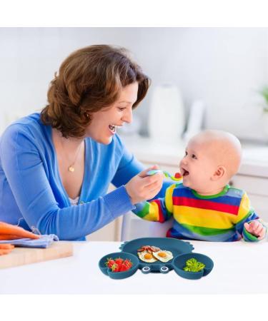 Vicloon Baby Suction Plate - Silicone Toddler Plate for Self Feeding Training - Non Slip Divided Plate for Highchairs - Dark Blue - Buy Online on SooperMarket.com
