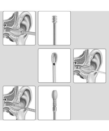 6pcs Stainless Steel Earwax Removal Kit | Ear Curette & Wax Remover Tool with Storage Bin - Buy Online on SooperMarket.com
