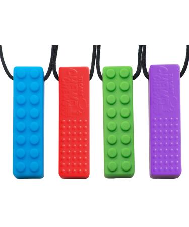 Tilcare Chew Chew Chew Sensory chewing necklace - preferably for children or adults who like to bite or autism - durable and strong silicone play stuff - Caucet for boys and girls 4 -pack
