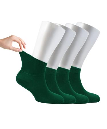 Cosyfeel Women Loose Diabetic Socks | 4-Pack Neuropathy Ankle Socks for Ladies | Super Soft Eco-Friendly Bamboo Material | Durable with Seamless Toe | Multicolour Patterns | 4 Seasons 7-9 1/2 AMAZON GREEN