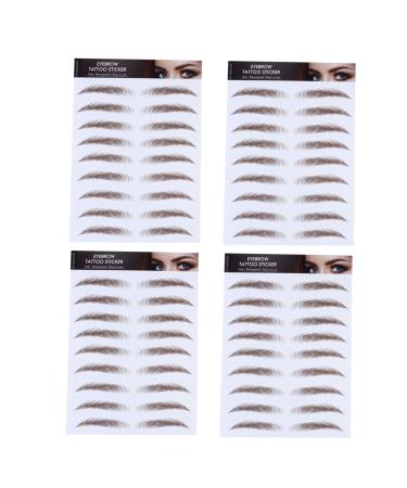 Gogogmee 4pcs Eyebrow Stickers Makeup Stickers False Eyebrows 6d Hair-like Eyebrows Stickers Transfer Paper