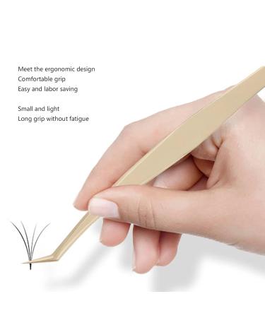 Eyeline 8-Part Eyelash Extension Tweezers Set | Steel Beauty Tools in Pearly Gold - Precision Tweezers for Lash Extensions - Buy Online on SooperMarket.com