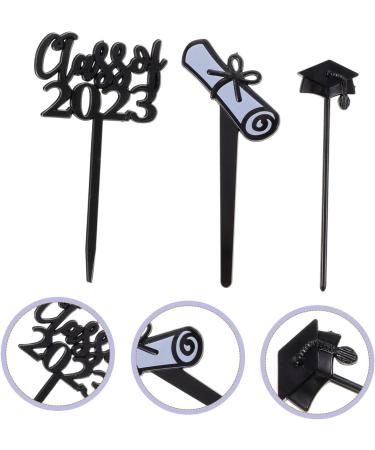 KOMBIUDA 30pcs 2023 graduation cake insert grad cake toppers graduation cupcake toppers graduation cake picks 2023 graduation party supplies cat cupcake toppers plastic paper cup graduate 7.6X4CM Black - Buy Online on SooperMarket.com
