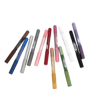 Mikinona 12pcs Pearlescent Eyeshadow Pencil Waterproof Eyeliner Pen Gel Eyeliner Lasting Powder Girl Sequins