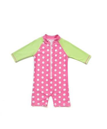 Bonverano Baby Girls UPF 50+ UV Protection One Pieces Sunsuit with Sun Cap(Pink and Green 24-36Months) 24-36Months green sleeves