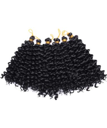 Tess Curly Crochet Hair Extensions - Short Water Wave 8 Synthetic Braids | 3 Bundles Natural Black (90g) - Buy Online on SooperMarket.com