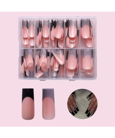 Ruarby 360x False Nails Full Cover Stick on Nails French Black Tip Press On Nails Artificial Nails Long False Nails for Women - Buy Online on SooperMarket.com