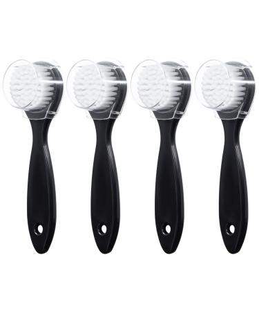 4 Pack Facial Cleansing Brush Soft Bristle with Lid Raploy Face Scrubber and Cleanser Brush for Face Gentle Exfoliating and Massage (Black)