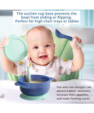 Kyraton Baby Suction Bowl with Straw and Spoons | Unbreakable, Reusable, and Slip-Resistant | Ideal for Milk, Soup, Ice Cream | Dark Blue - Buy Online on SooperMarket.com