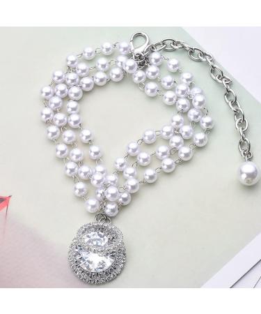 Rayminsino Adjustable Pet Collar with Pearl & Gemstone Diamond Necklace - Stylish Accessories for Cats & Dogs - Buy Online on SooperMarket.com