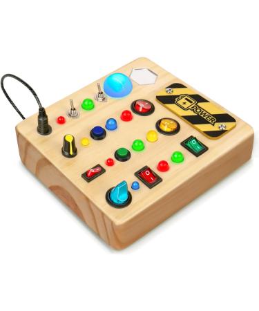 Norbase Montessori Busy Board with LED | Educational Toys for Kids 1-3 Years | Perfect Wooden Gifts for Young Girls - Buy Online on SooperMarket.com