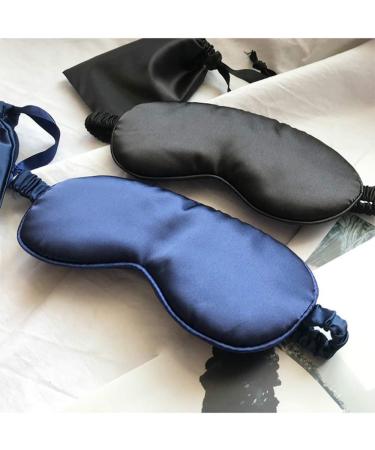 Satin Silk Sleeping Eye Mask with Double-Layer Filling and Elastic Strap - Black - Buy Online on SooperMarket.com