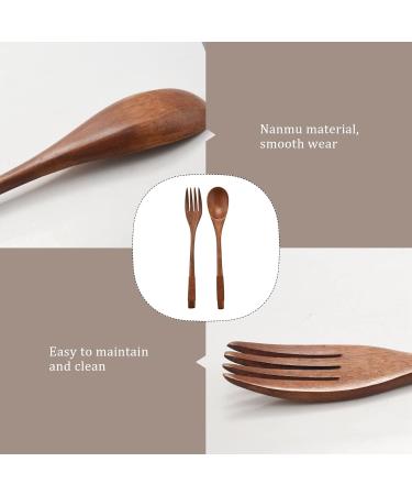 AIDIRui 8 Pcs Wooden 9 inchJapanese Spoon Fork Set Kitchen Tableware Natural Wood Cutlery Wooden Dinner Cutlery Set - Buy Online on SooperMarket.com