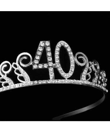 Rhinestone 40th Birthday Tiara - Silver Crystal Crown Headband for Women and Girls - Buy Online on SooperMarket.com