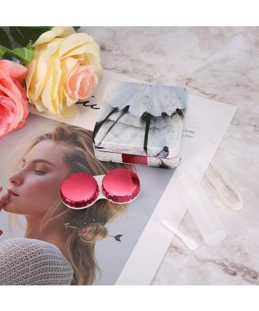 Acouto Square Contact Lens Case - Portable Marble Mirror Design for Nearsighted - Stylish Pink Color - Buy Online on SooperMarket.com