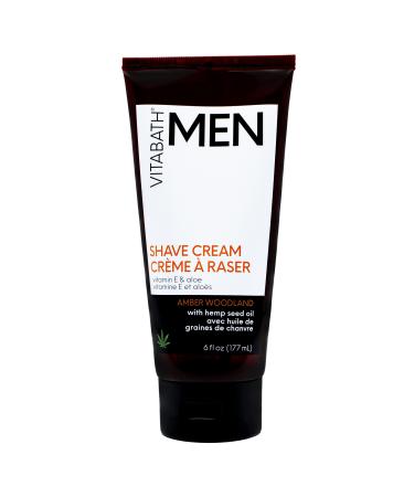 Vitabath Men's Amber Woodland Shave Cream Super Slick Shaving Protects Against Razor Burn & Irritation - Restorative Pre-Shave Skin Moisturizer & Beard Care - Gluten-Free Cruelty-Free - 6 fl oz
