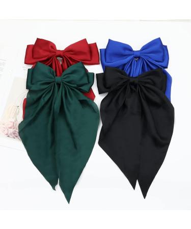 8 Pack Oversized Satin Ribbon Hair Bows for Women - White, Pink, Red, Blue, Black - Hair Accessories - Buy Online on SooperMarket.com